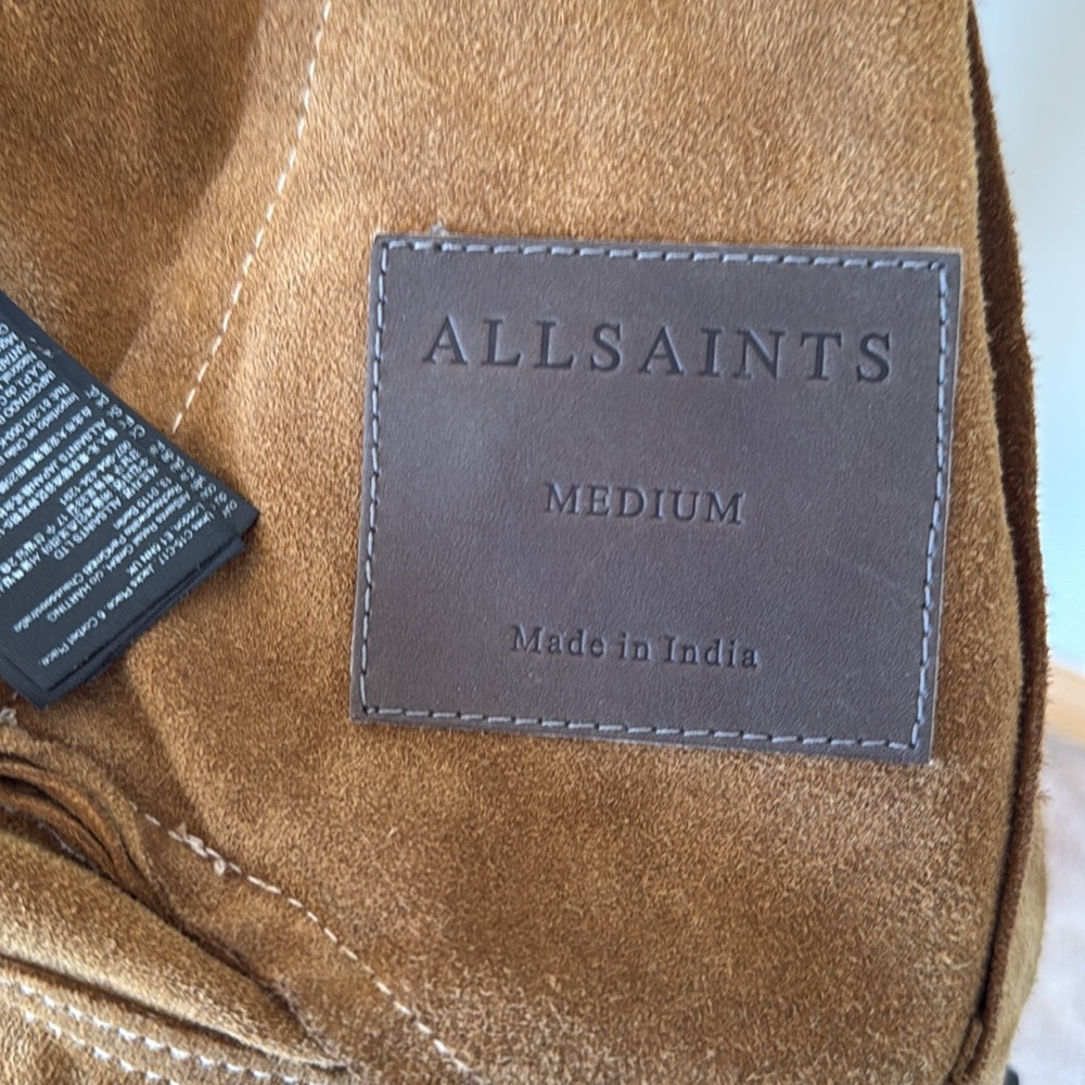 All Saints Men’s Marquez Suede Jacket - Size Medium Tobacco Brown - Picture 9 of 10